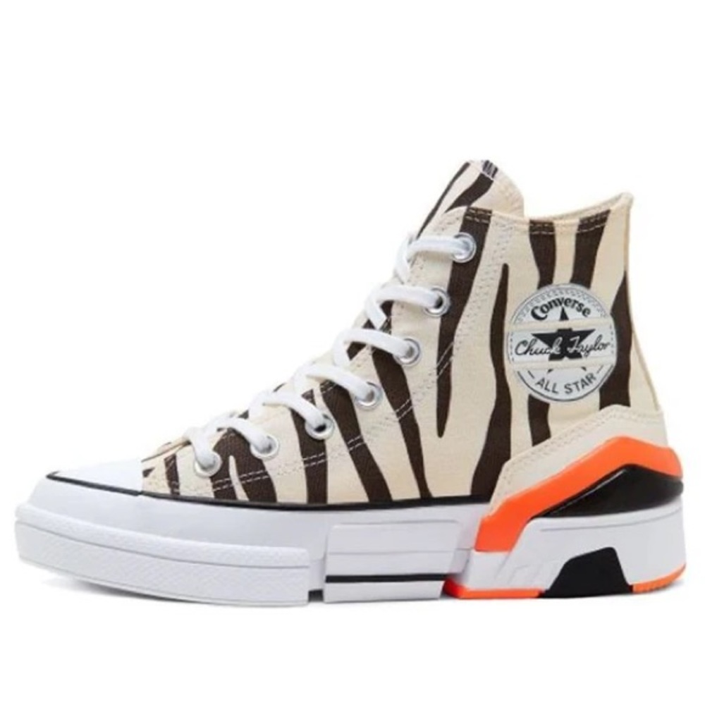 Converse Zebra Stripe High Tops with Orange Accent